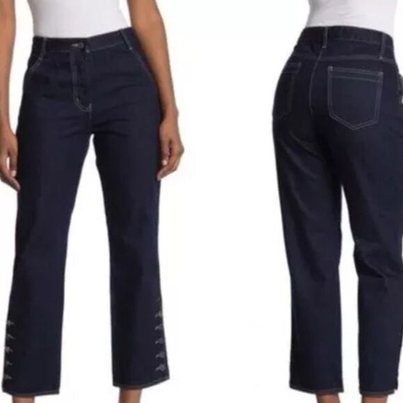 Current Air Denim - CURRENT AIR Jeans Womens Large Dark Blue High Waisted Button Cuff Denim